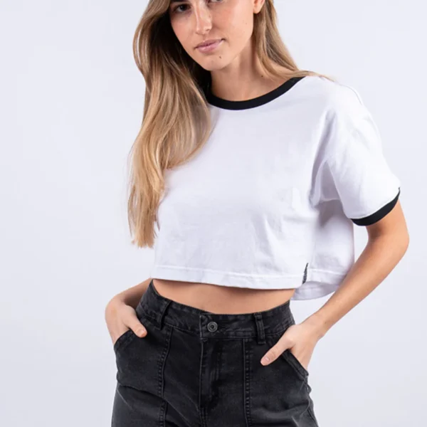 Polera Blanca Manga Corta Lisa